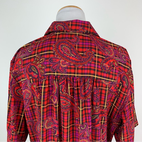 Vintage SK & Company Plaid Paisley Button Down Shirt Sz 14 - Picture 11 of 14